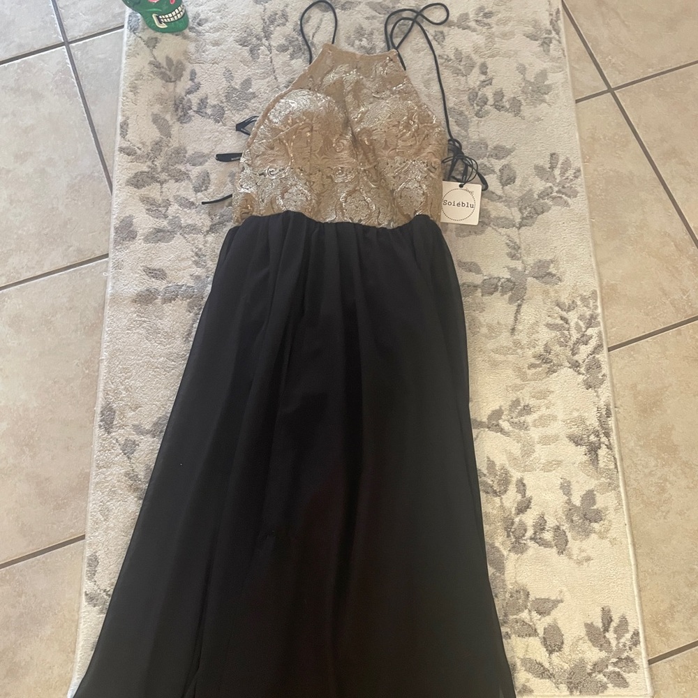 Sexy black and gold long dress